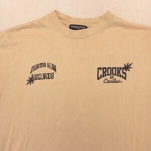 Crooks and Castles Death Row Records Band T Shirt Mens Size Small S Tan